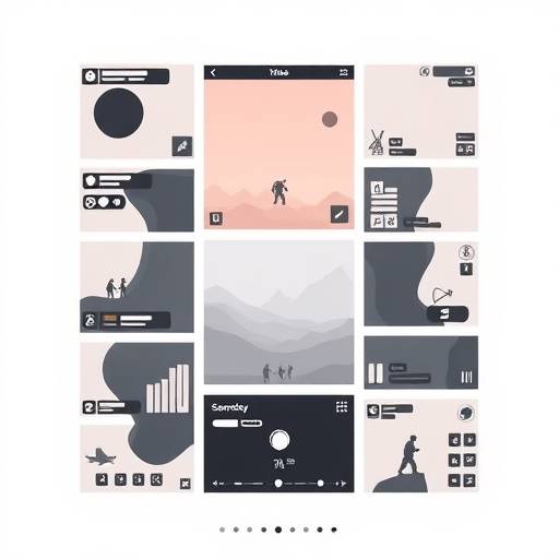 Collage of minimalist game UIs showing clean lines and unobtrusive elements