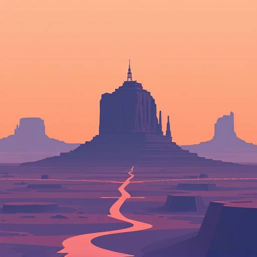 Screenshot from Monument Valley showing an impossible structure with clean geometric shapes and a limited color palette